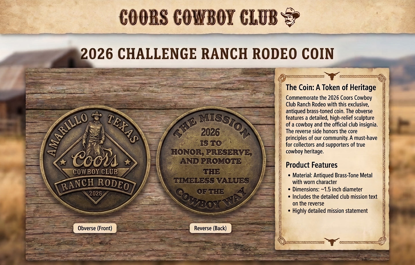 2026 Coors Cowboy Club — Challenge Ranch Rodeo Coin