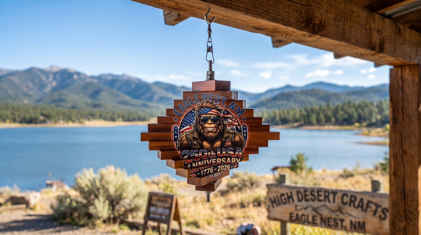 Eagle Nest, NM — 250th Anniversary Patriotic Bigfoot Wind Spinner