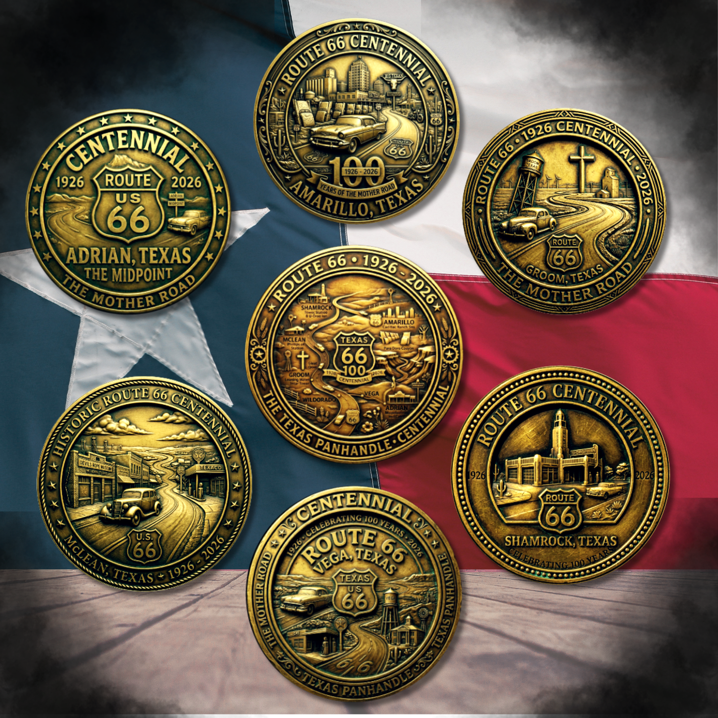 Route 66 Centennial Collector Coin Set – The Complete Texas Panhandle Collection