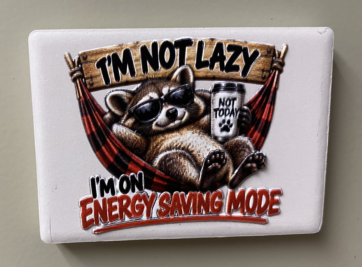 Energy Saving Mode Raccoon — Fridge Magnet