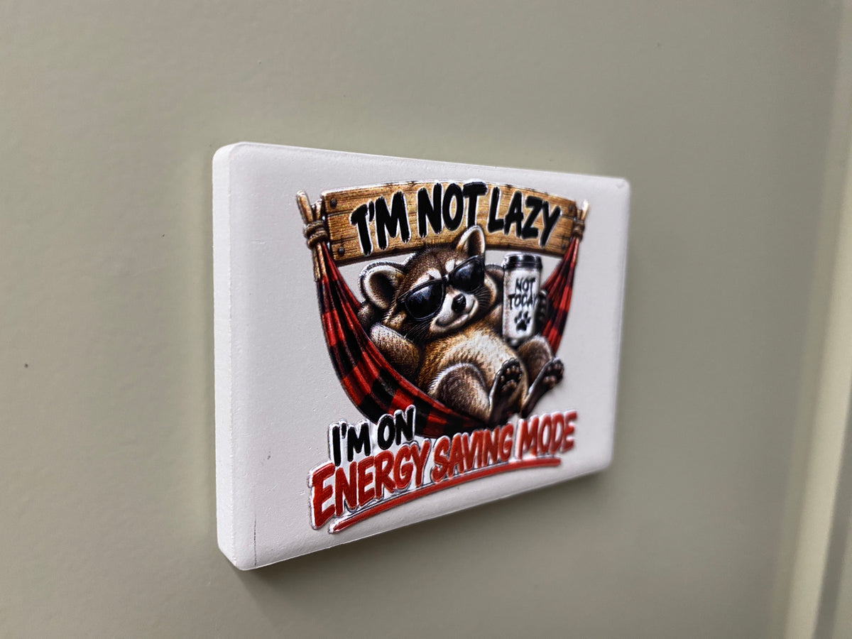 Energy Saving Mode Raccoon — Fridge Magnet