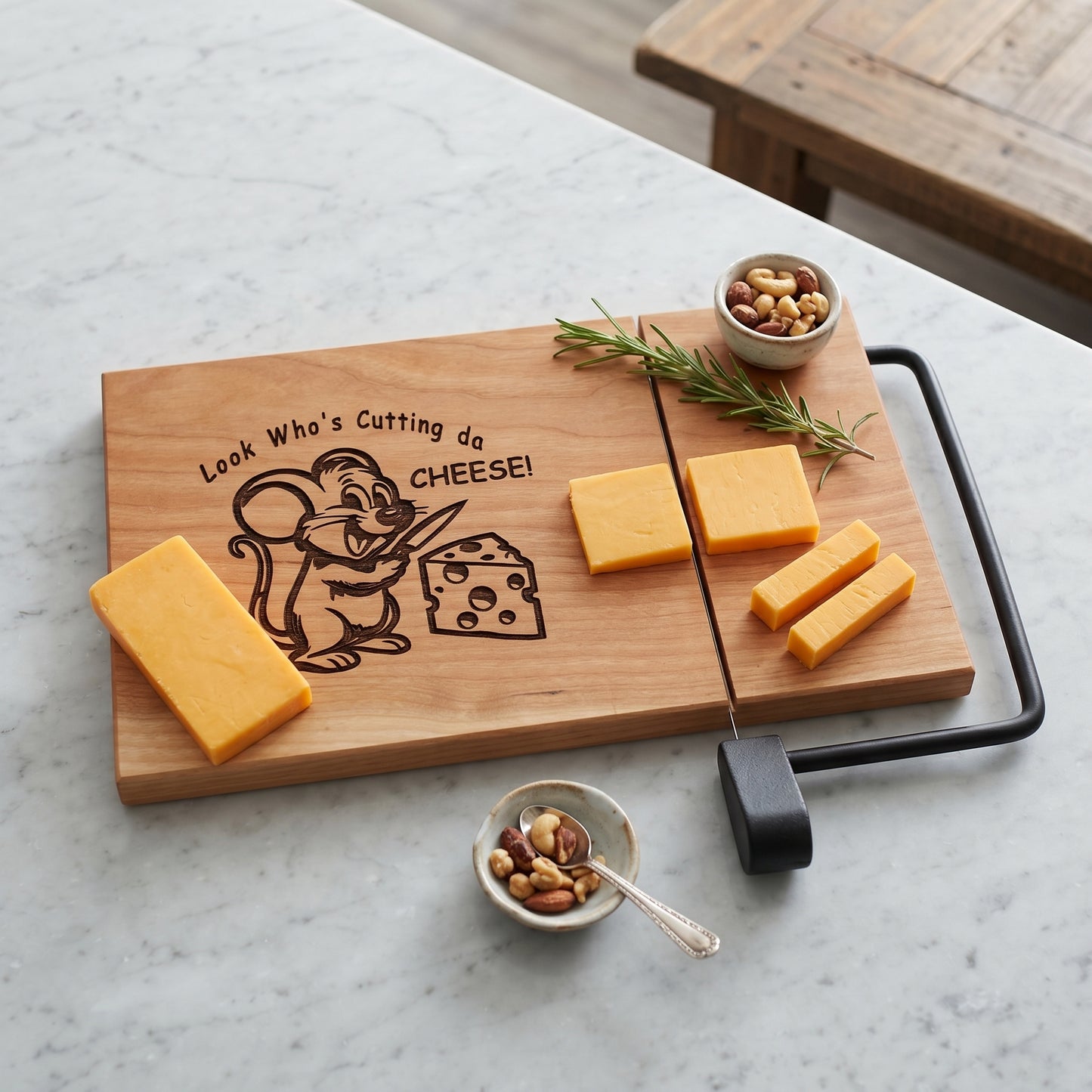 "Looks Who's Cutting da Cheese" Cheese Board Slicer